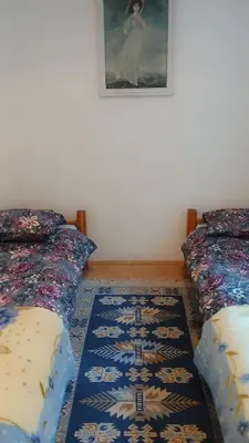 a room with two beds and a picture on the wall at Apartment Snow Vlašić in Šišava