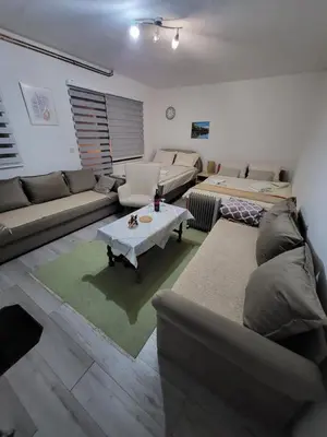 a living room with a couch and a table at Studio apartman 