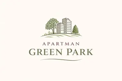 a logo for a green park with buildings and trees at Apartman Green Park in Banja Luka