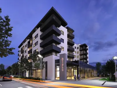 a rendering of a building on a street at Stelmar Apartment in Banja Luka