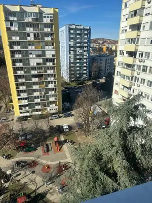 an aerial view of a city with tall buildings at Apartman Lagom in Banja Luka