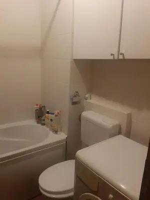 a bathroom with a white toilet and a sink at Apartment No1 in Banja Luka