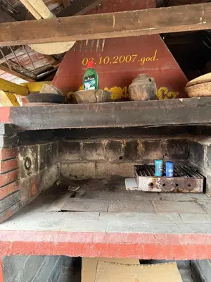 a counter with a bunch of bananas on it at Wooden house Tešanj in Tešanj