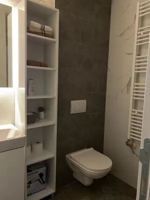 a bathroom with a toilet and a sink at Apartman Blagojević in Banja Luka