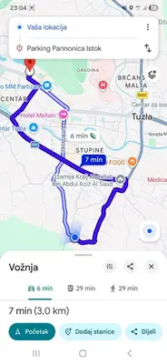 a map showing the location of a parking parameter leak at Teo FAMILY APARTMENT TUZLA in Tuzla