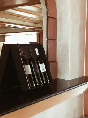 a box of wine sitting on top of a counter at Hotel Kupres in Kupres