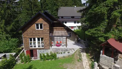 an overhead view of a house with a garden at Vlašić House in Vlasic