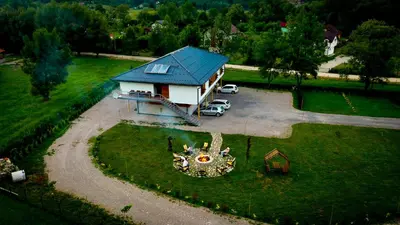 an aerial view of a house with a yard at Japodski otoci in Račić