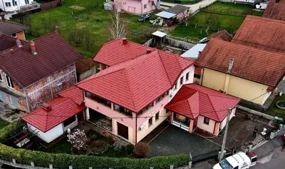 an overhead view of a house with a red roof at Hana Superior Apartments in Bihać