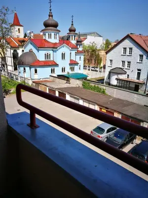 a view of a city from a balcony at Apartment MA in Banja Luka