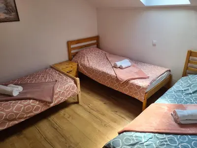 a room with three twin beds in it at Holiday Home Faruk in Račić
