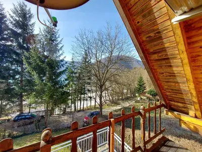 a view from the porch of a cabin at Apartman Relax in Nature in Jajce