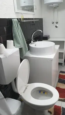 a bathroom with a white toilet and a sink at Holidayhouse Visoko in Visoko