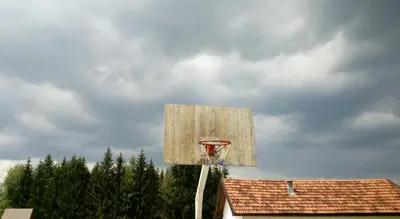 a basketball hoop on top of a building at Holiday Home Nana in Bugojno