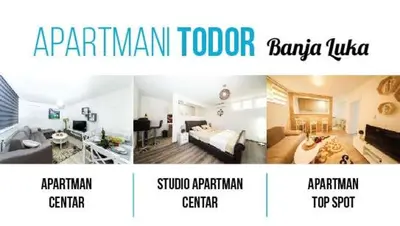 a collage of four pictures of a room at Apartman Centar in Banja Luka