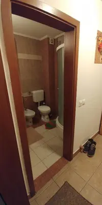 a bathroom with a toilet and a shower in it at Lux - Apartment Snow Oasis in Vlasic