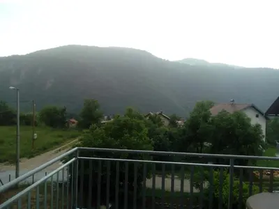 a view of a mountain from a balcony at Apartman Nadija in Jajce