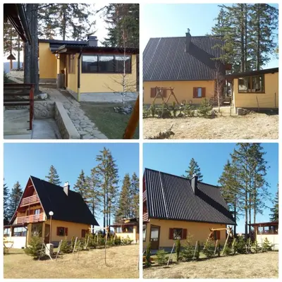 four different views of a house in four different pictures at Apartmani ( VILA ) Vucko in Vlasic