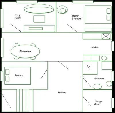 a floor plan of a kitchen and a living area at Luxury apartment in the heart of Jajce in Jajce