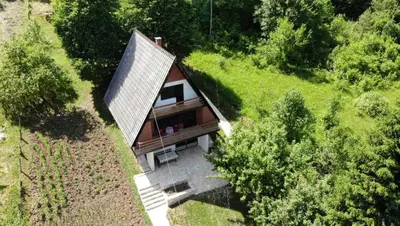 an overhead view of a house in the woods at Apartment Stanic in Šipovo