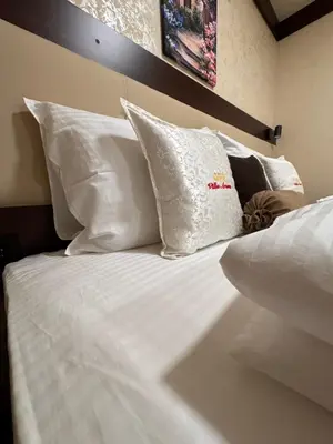 a white bed with white pillows on top of it at Villa Aroma 2 in Orašje