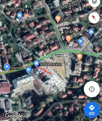 a map of the approximate location of the intersection at Modern apartment in Banja Luka