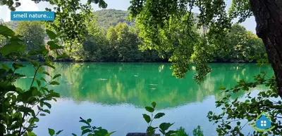 a view of a lake with green water at Guest House VEZ Bihac in Bihać