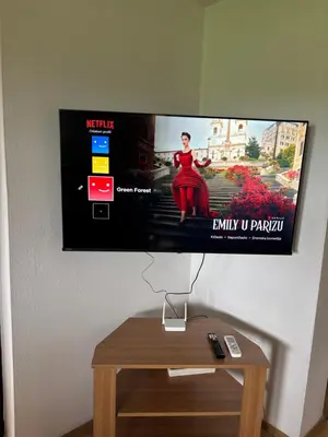 a flat screen tv hanging on a wall at Green Forest Visoko in Visoko