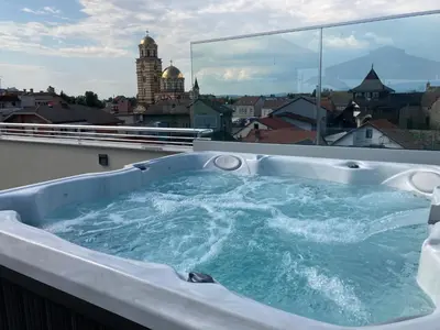 a jacuzzi tub on the roof of a building at Gradiska Pristajko in Bosanska Gradiška