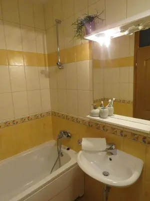 a bathroom with a sink and a bath tub and a sink at Winter Iris in Kupres