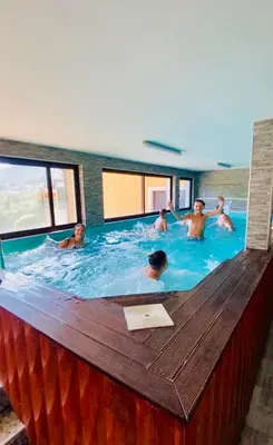 a group of people in a swimming pool at Lola's House in Jajce
