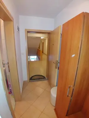 a small bathroom with a toilet and a shower at Apartment Panorama 1 in Vlasic