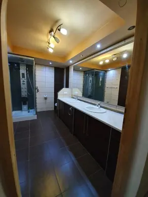 a bathroom with a sink and a large mirror at Apartman Marković in Bosanski Šamac