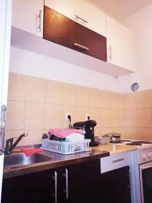 a kitchen with a sink and a counter top at Apt Ana in Banja Luka