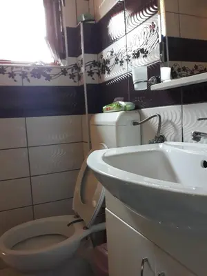 a bathroom with a toilet and a sink at City Apartment in Visoko