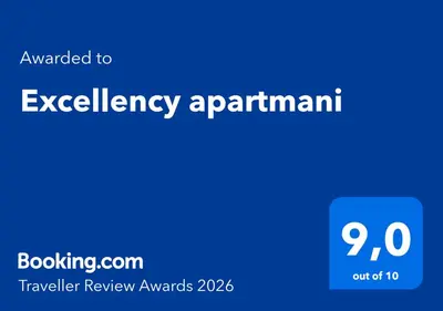 a blue sign with the words excellence spam istg at Excellency apartmani in Banja Luka