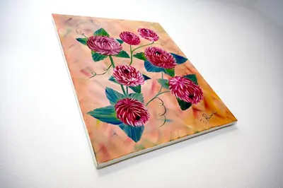 a picture of a painting of pink flowers at Villa Jajce in Jajce
