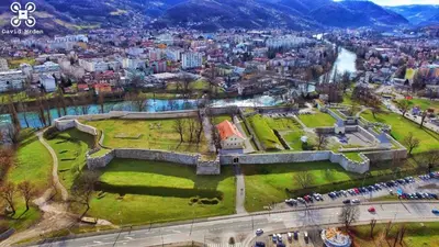 an aerial view of a park in a city at Apartment Palas in Banja Luka