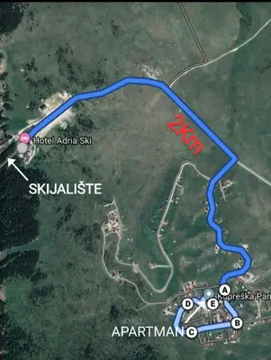 a map of the site of the proposed site at Apartman Panorama in Kupres