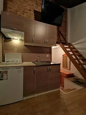 a kitchen with a sink and a tv on the wall at Winter Forest Vlasic in Travnik