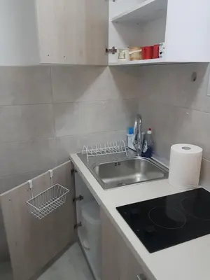 a small kitchen with a sink and a toilet at Apartman KIWI in a quite central area in Banja Luka