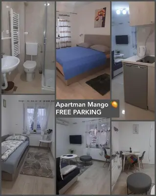 a collage of four pictures of a room at Apartman Mango Banja Luka center hospital Free parking in Banja Luka