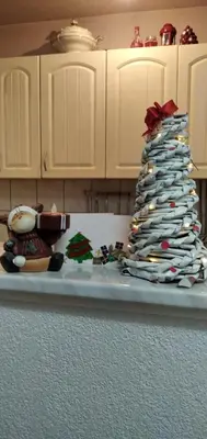 a kitchen counter with a christmas tree on it at Apartman Luka in Kupres