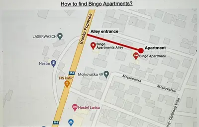 a map of the proposed intersection of first bypass and aazes at Bingo Apartments in Banja Luka