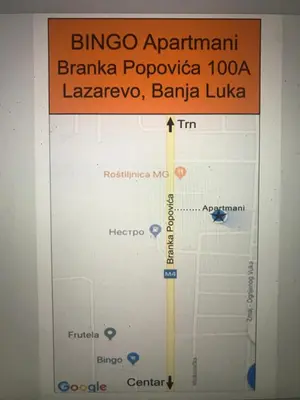 a map of the bingoapaapaampireopazonazona at Bingo Apartments in Banja Luka
