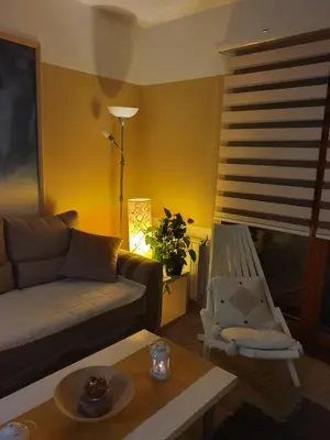 a living room with a couch and a table at Apartman Lari in Vlasic