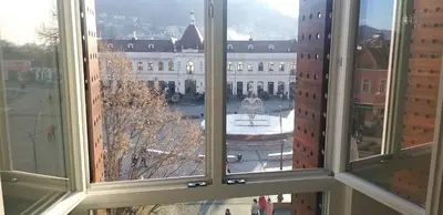 a view from a window of a building at Apartman Amor in Tuzla