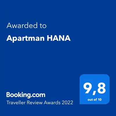 a blue screen with the text awarded to armenian hamarma at Apartman HANA in Travnik