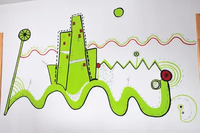 a drawing of a building with a spear at Hostel Room in Banja Luka