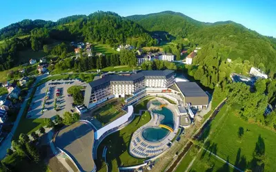 an aerial view of a resort in the mountains at APARTMANI PETKOVIC in Teslić